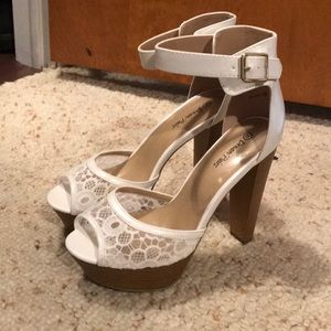 White laced high heels